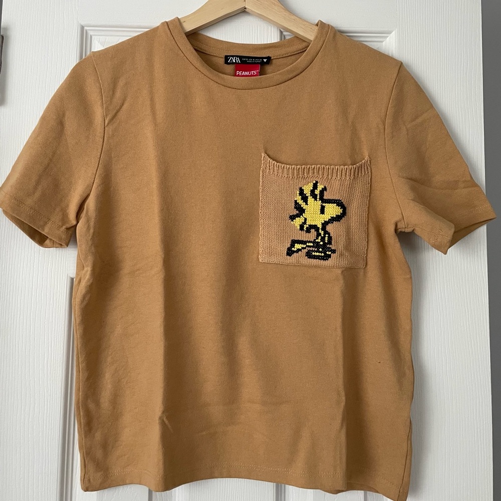 ZARA Women’s Snoopy and Woodstock Embroidered T Shirt